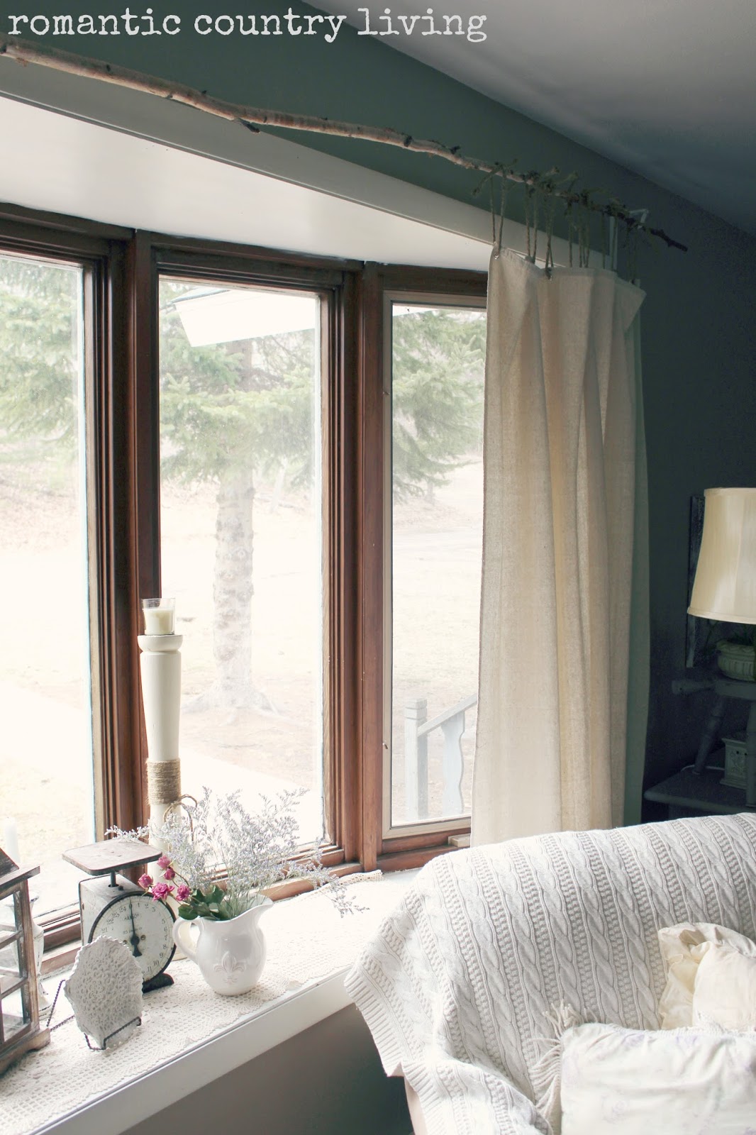 Romantic Country Living Diy Drop Cloth Curtains With Birch Tree Rods