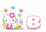 Alfabeto animado de Hello Kitty tirando besos B. 