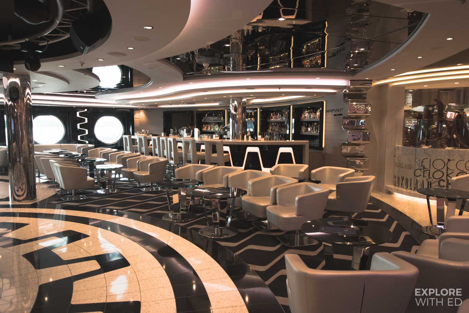 Futuristic bar on MSC Cruises