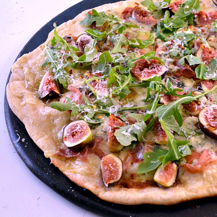 The Foodie Couple Fig, Prosciutto and Blue Cheese Pizza