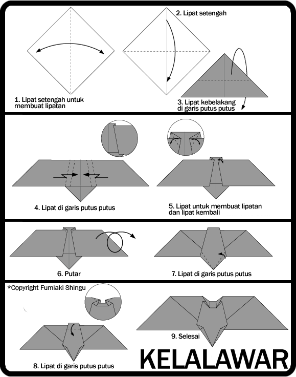 Cara Membuat Origami KELELAWAR Untuk Anak