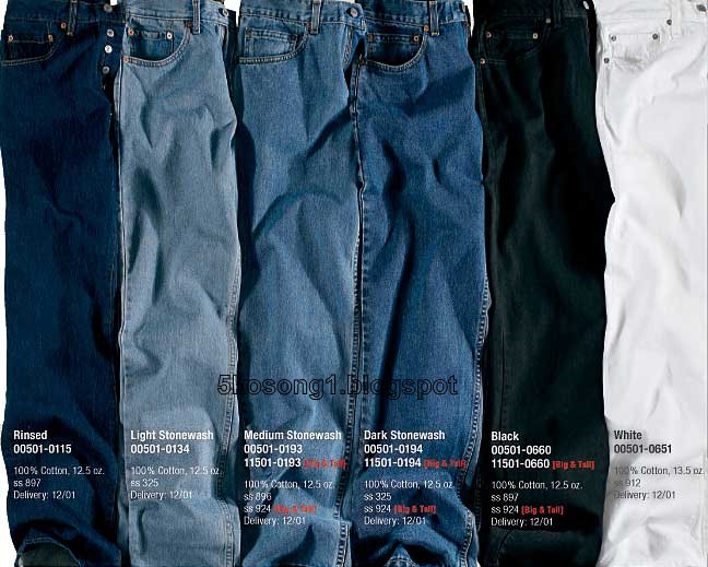 levis jeans color code