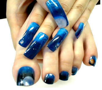 Hot Blue Shade Nail Art