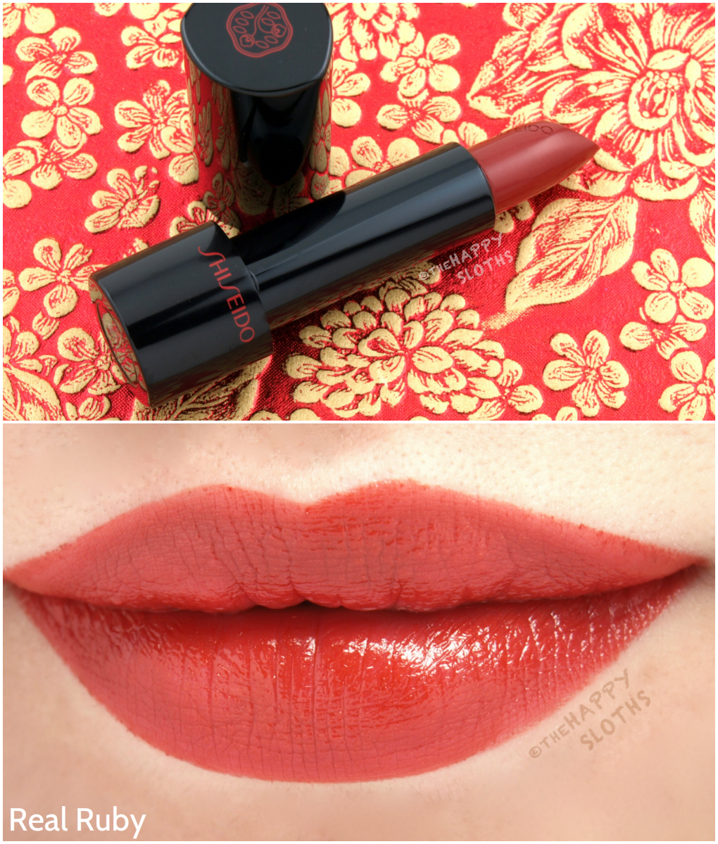 Shiseido Rouge Rouge Lipstick | Crushed Rose & Real Ruby: Review and Swatches