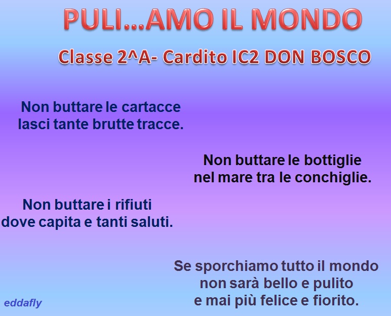 PULIAMO IL MONDO   CLASSE 2^A