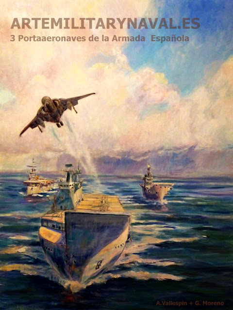 Pintura de los portaaviones españoles portaaviones, portaaviones principe de asturias, portaviones Dédalo, LHD Juan Carlos I