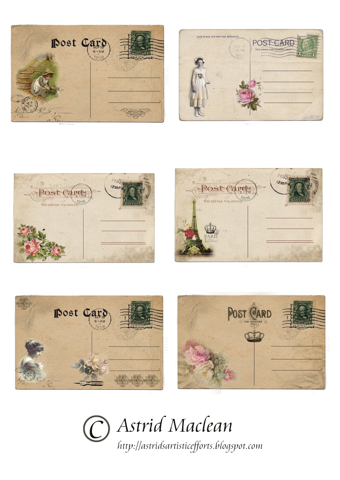 Astrid's Artistic Efforts: Friday Freebie Postcards