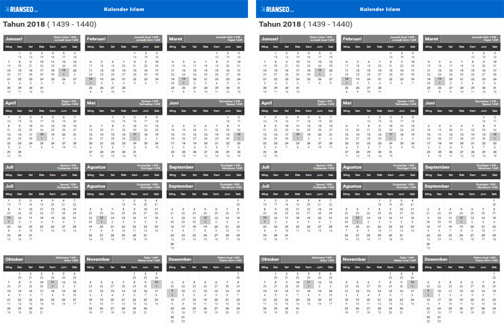 Kelender Tahun Baru Islam 2018 / 2019 / 2020 Lengkap Beserta File PDF Kelender Tahun Baru Islam 2018 / 2019 / 2020 Lengkap Beserta File PDF