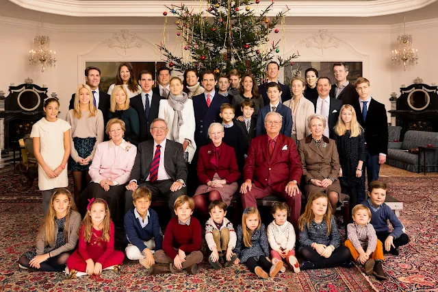 The Danish Royal Family and the Greek Royal Family celebrating Christmas Eve together at Fredensborg Palace