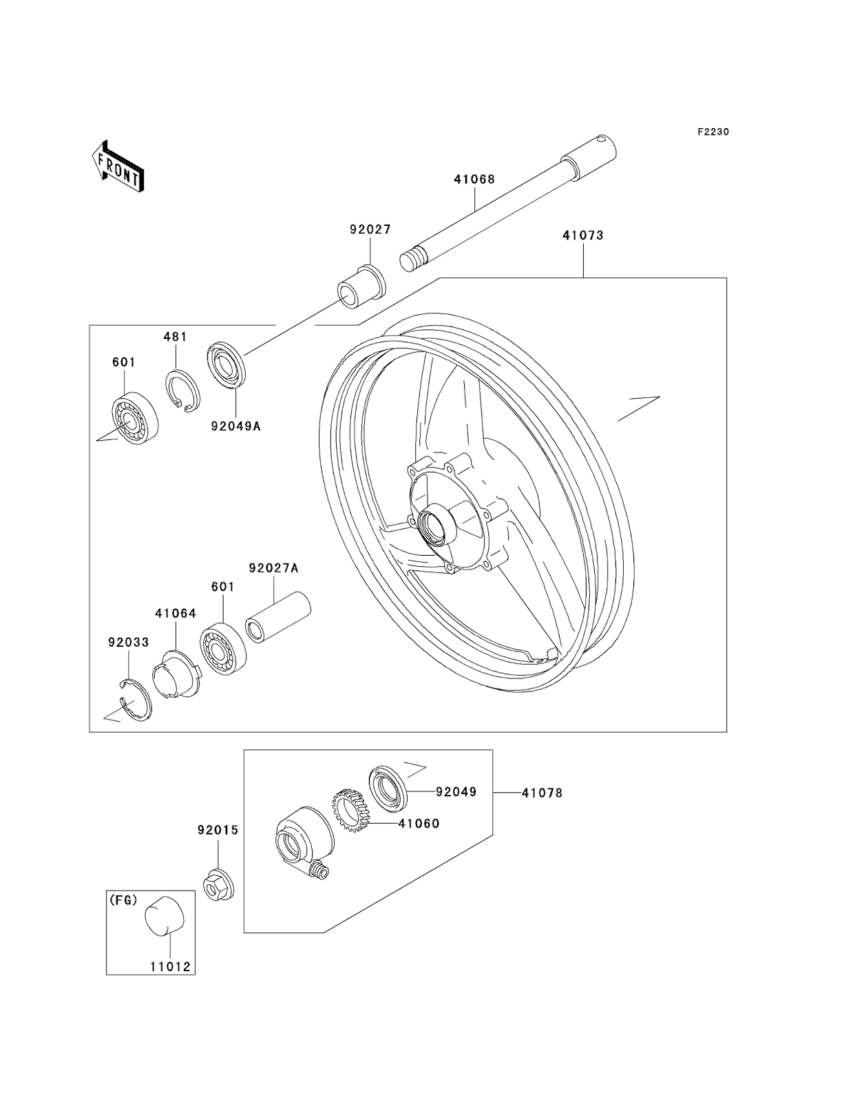 Kawasaki ER5 Part Diagrams Front Hub