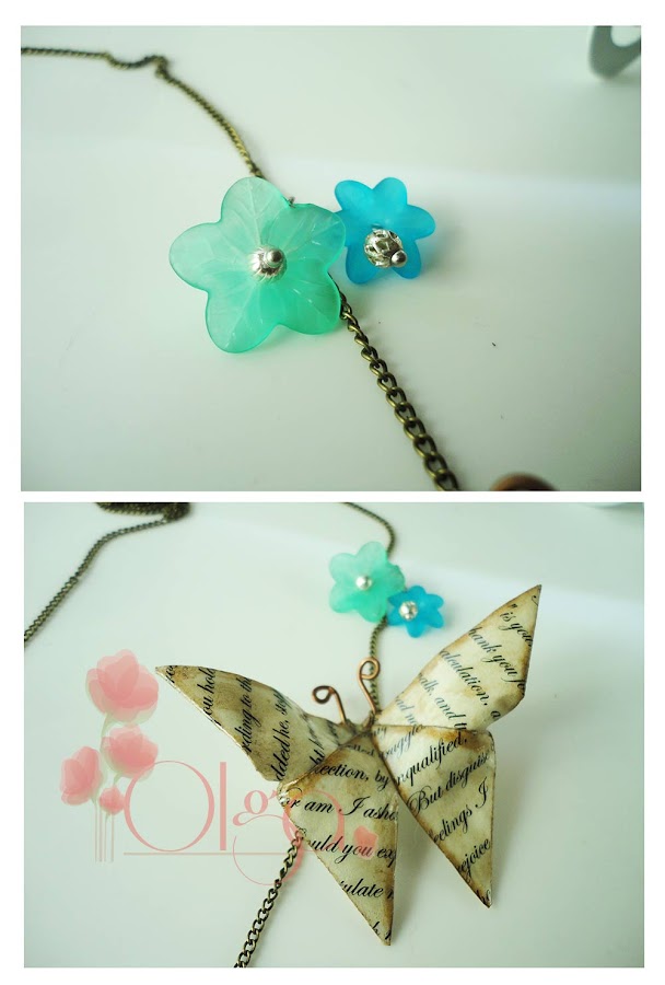  Desde el Taller de Olga.Collar mariposa de Origami