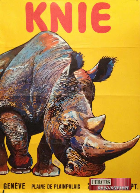 Rhinoceros sur fond jaune sur l'affiche 