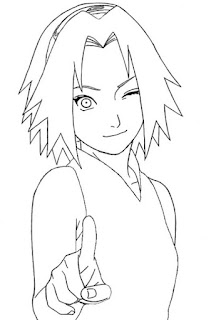 Mewarnai gambar Haruno Sakura dalam serial anime Naruto
