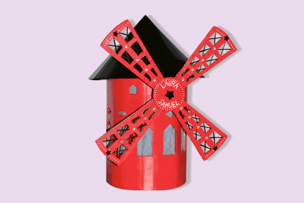 Centre de table Moulin Rouge photophore en carton par Cartons Dudulle pour évènement, mariage, anniversaire...