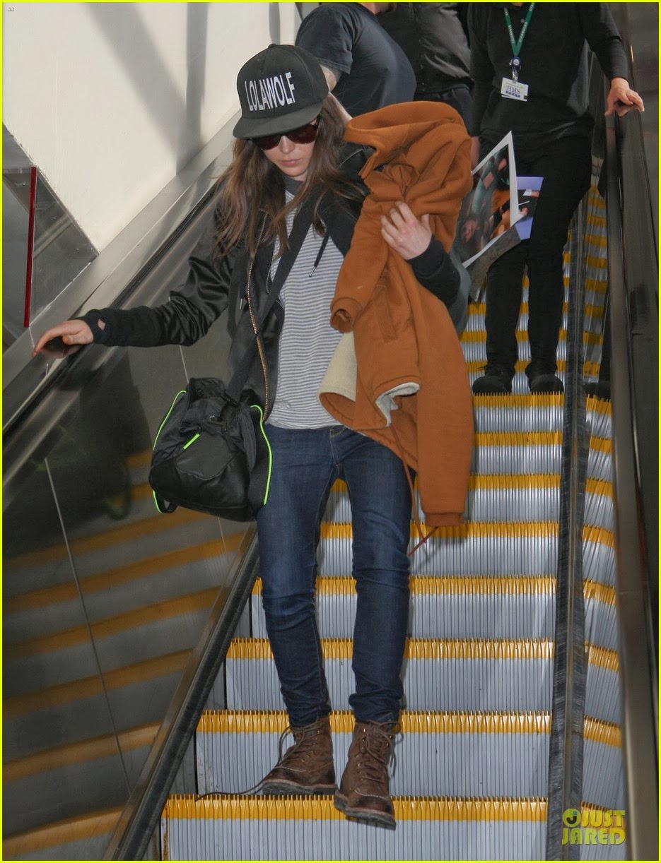 Celeb Diary: Ellen Page arriving on a flight at LAX Airport
