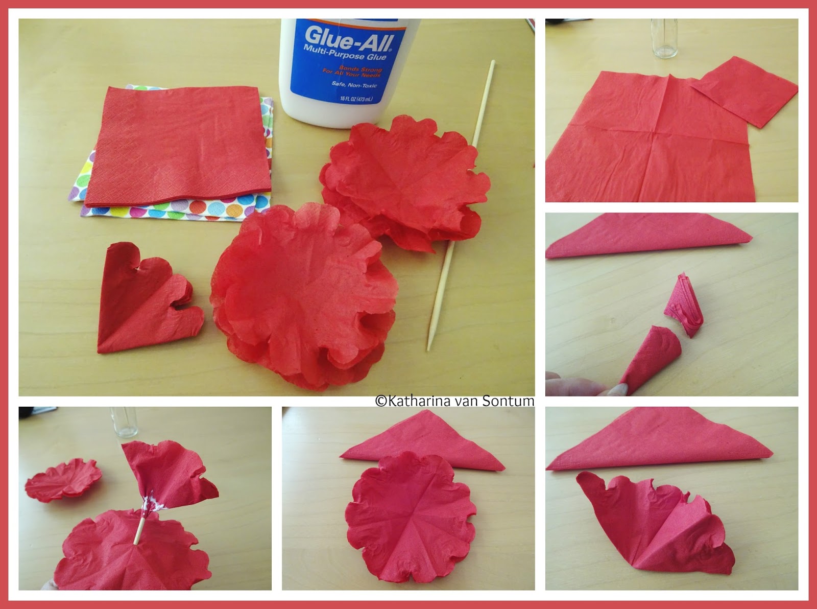 Ich Hab Da Mal Was Ausprobiert Sommerliche Papier Blüten Aus Einer Serviette Und Eínem Schaschlikspieß Wird Eine Hübsche Papier Blüte