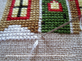 Cross stitching two over two on linen