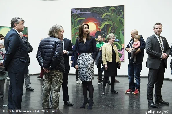 Crown Princess Mary of Denmark and Danish Minister of Culture Marianne Jelved attended the opening of a double anniversary exhibition marking the Artist Association Groenningen 100th anniversary 