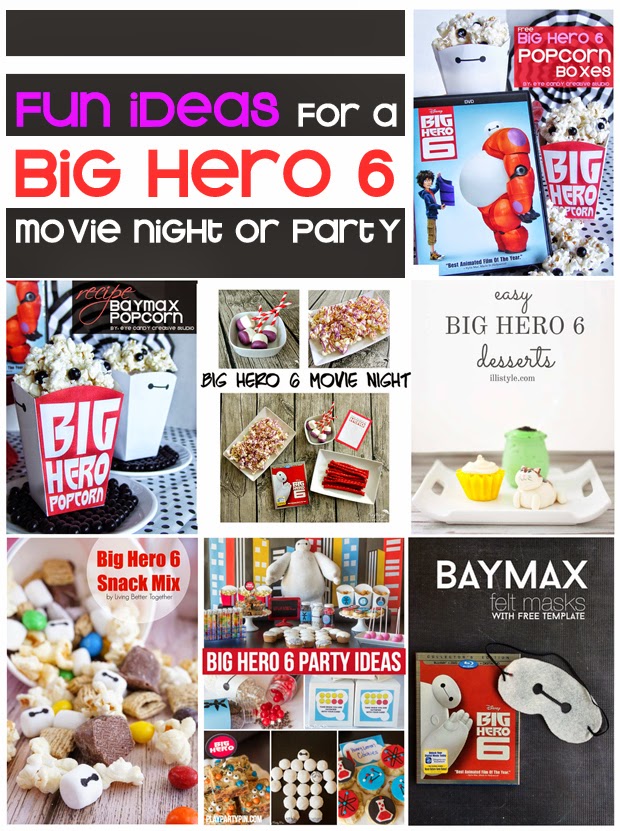 big hero 6 popcorn boxes, baymax popcorn, recipe, snack mix, big hero 6 desserts, party ideas, baymax felt mask DIY