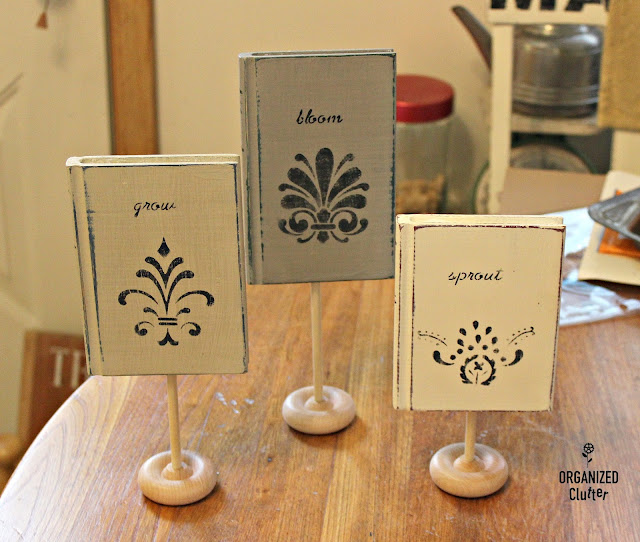 Home Interiors Wood Book Set Upcycle #thriftshopmakeover #stencil #chalked #chalkpaint #stencil