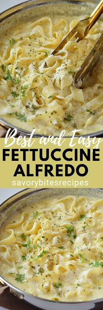 Best ever Olive Garden Copycat Recipe of Fettuccine Alfredo you need to try! #fettuccinealfredo #easydinner #pastarecipe #creamyalfredo #savorybitesrecipes #olivegarden Fettuccine Alfredo with creamy sauce served with grated Parmesan