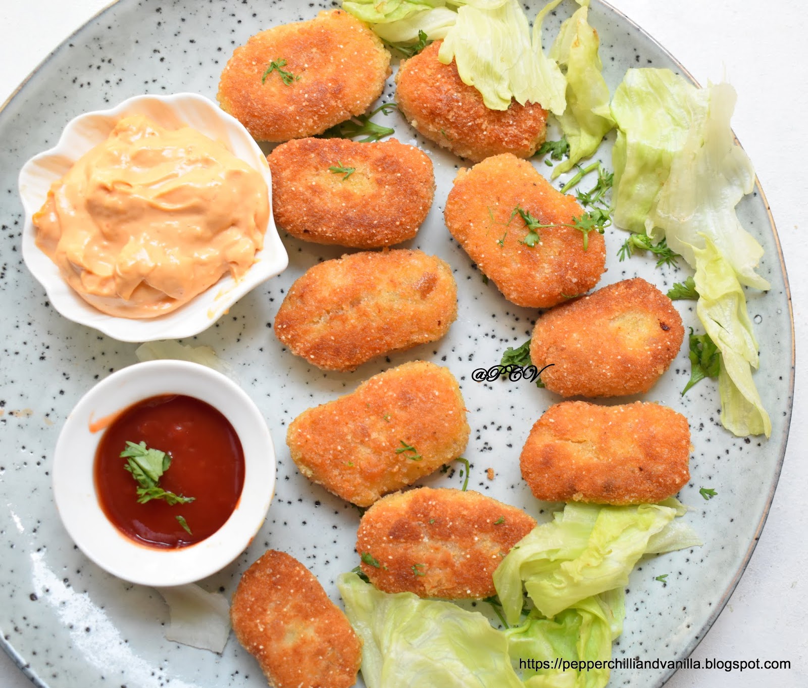 Chicken Cheese Nuggets /Homemade Chicken Cheese Nuggets Recipe Pepper, Chilli and Vanilla