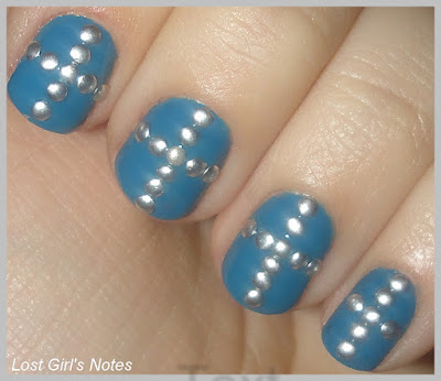 metal cross stud rhinestones nail art