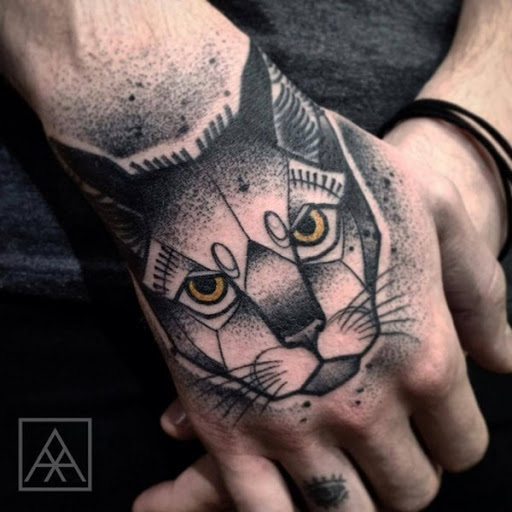 Geométricas gato tatuagem