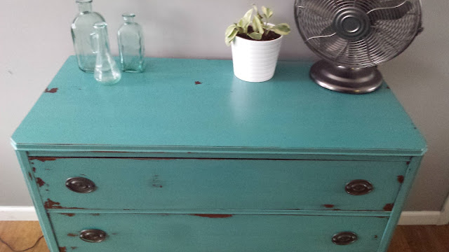 Teal turquoise vintage hepplewhite dresser