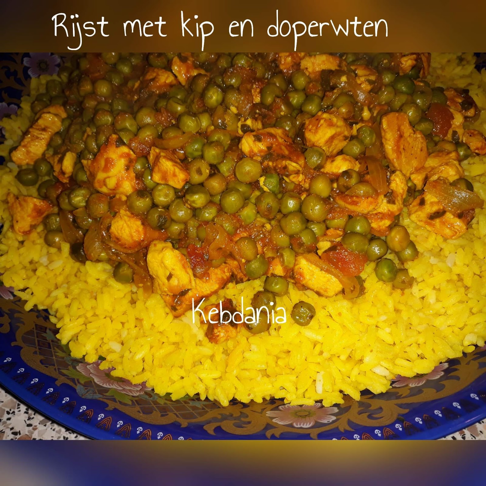 Rijst met kip en doperwten.( Marokkaans)
