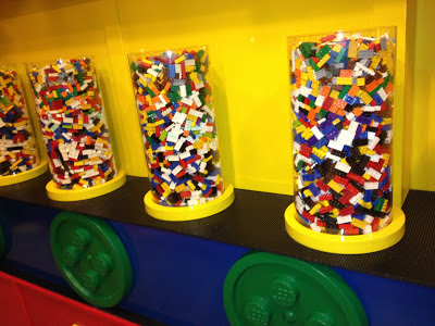 cylinders of multicoloured lego