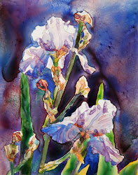 watercolor purple iris yupo painting beauties stenberg kim irises garden matted sold painted july