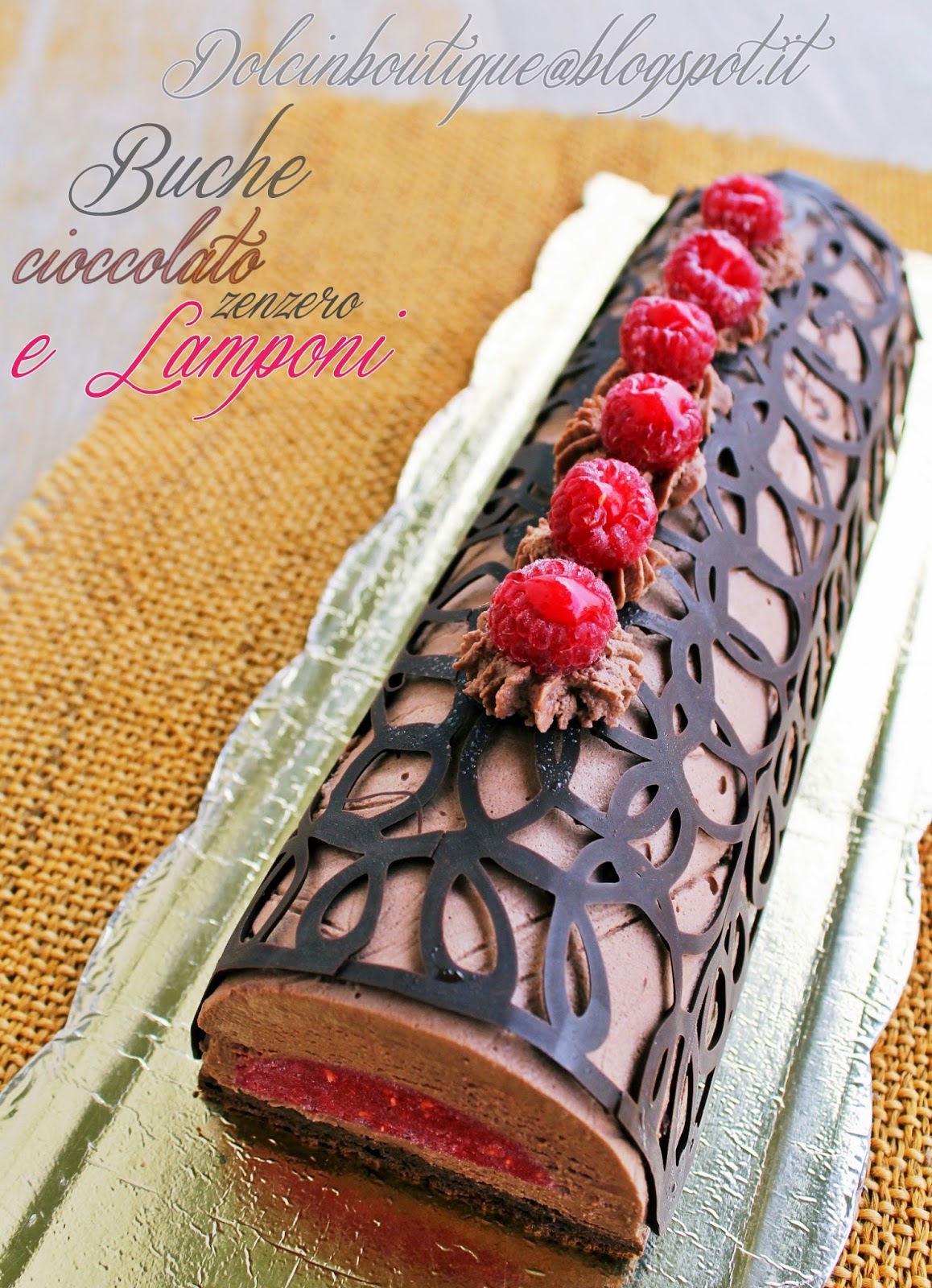 buche mousse al cioccolato, zenzero e lamponi