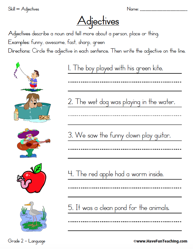 Special Adjectives Worksheets