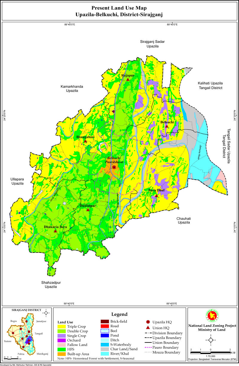 Belkuchi Upazila Mouza Map Sirajganj District Bangladesh