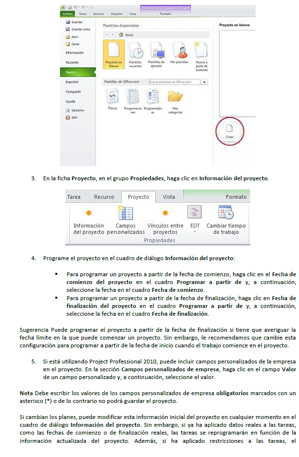 MS PROJECT Comenzar Un Proyecto En Ms Project