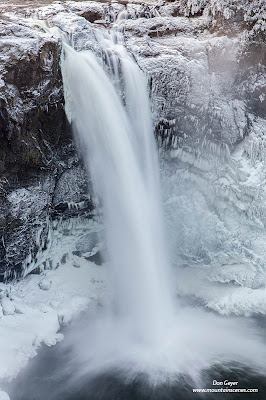 Snoqualmie Falls and winter ice, Washington.