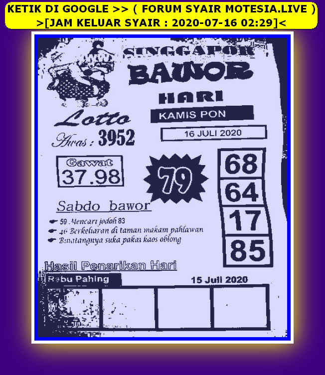 1 New Message Kode Syair Singapore 16 Juli 2020 Forum Syair Togel Hongkong Singapura Sydney