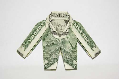 Origami en billetes de dollar.