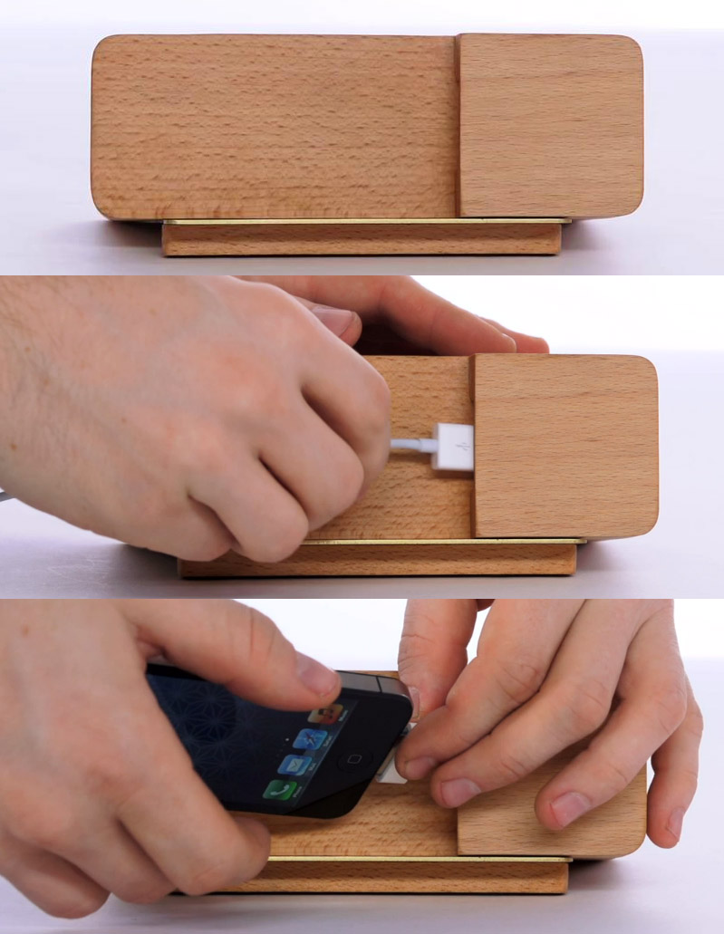 wood iphone dock and charger