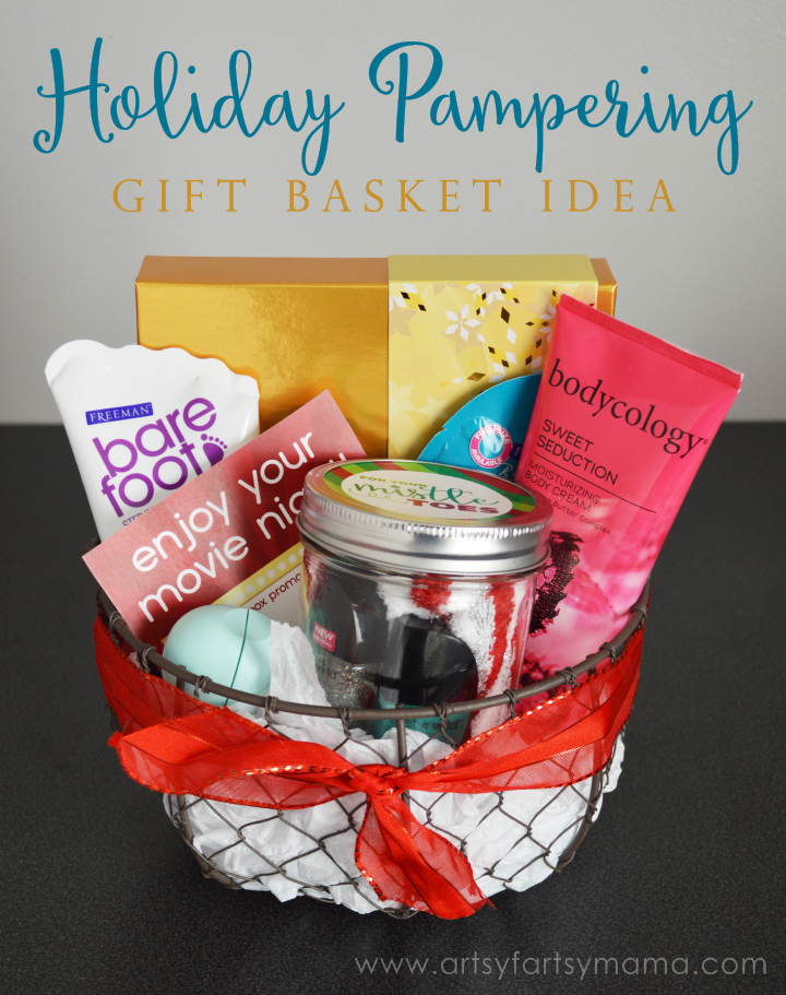 Holiday Pampering Gift Basket Idea at artsyfartsymama.com