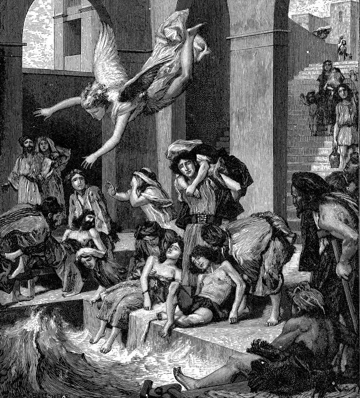 stylos Calvin on the angel stirring the water during an age of