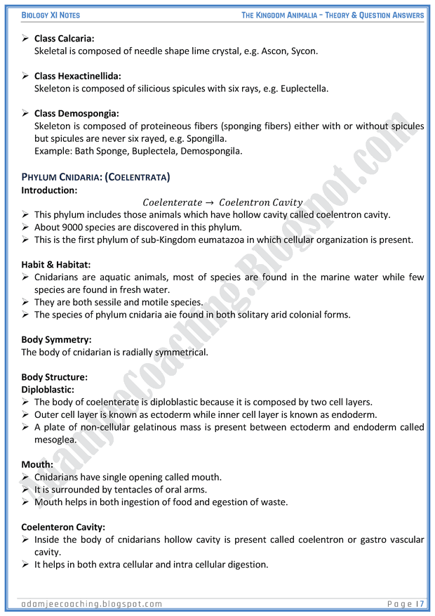 kingdom-animalia-descriptive-question-answers-biology-11th
