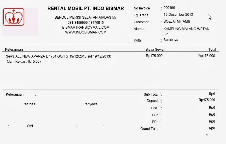 Contoh Invoice Tour Travel Rasmi Ru