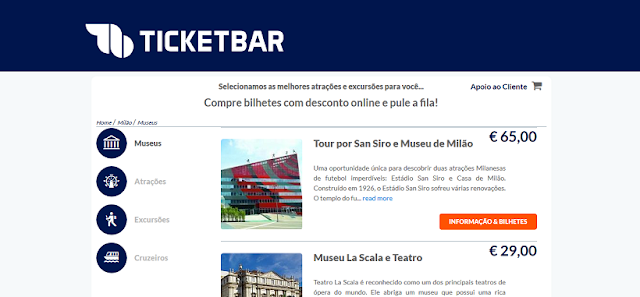 Ticketbar para ingressos em Milão