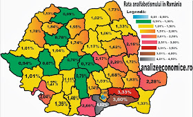Rata analfabetismului la recensământul din 2011