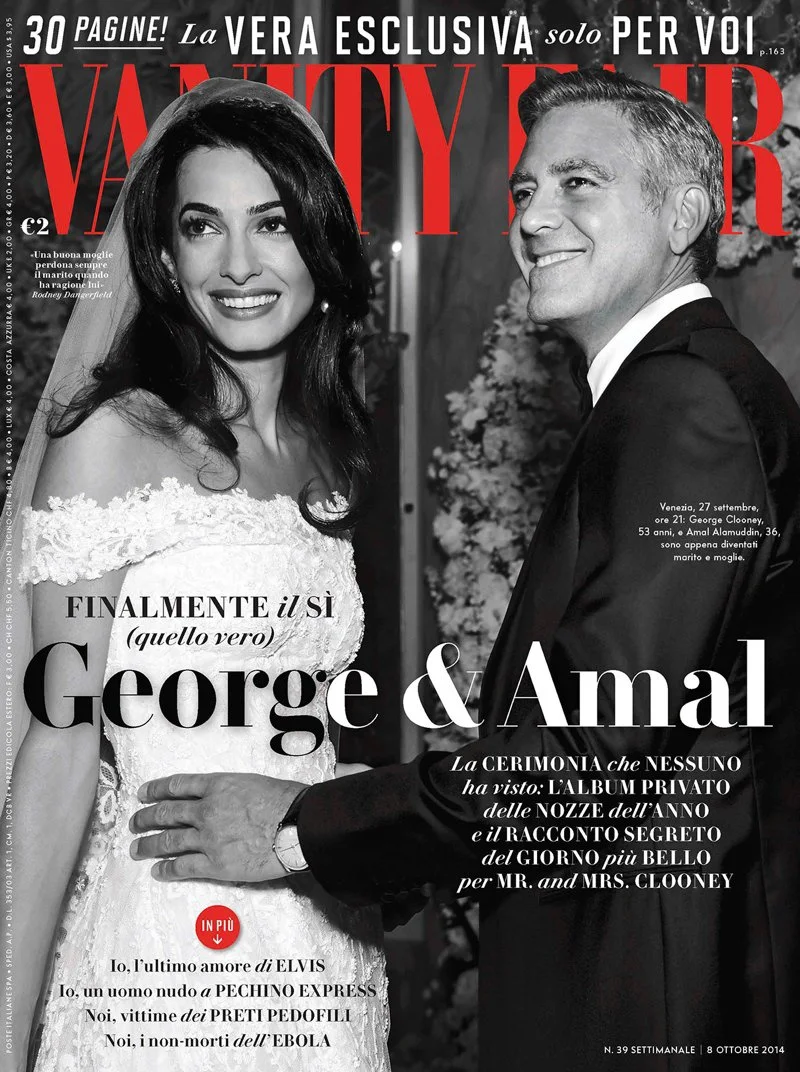 Amal Alamuddin and George Clooney are the newlyweds on the Vanity Fair Italy October 2014 cover