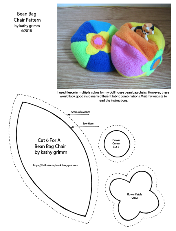 Sew Bean Bag Chairs for Your Doll The Doll Coloring Book