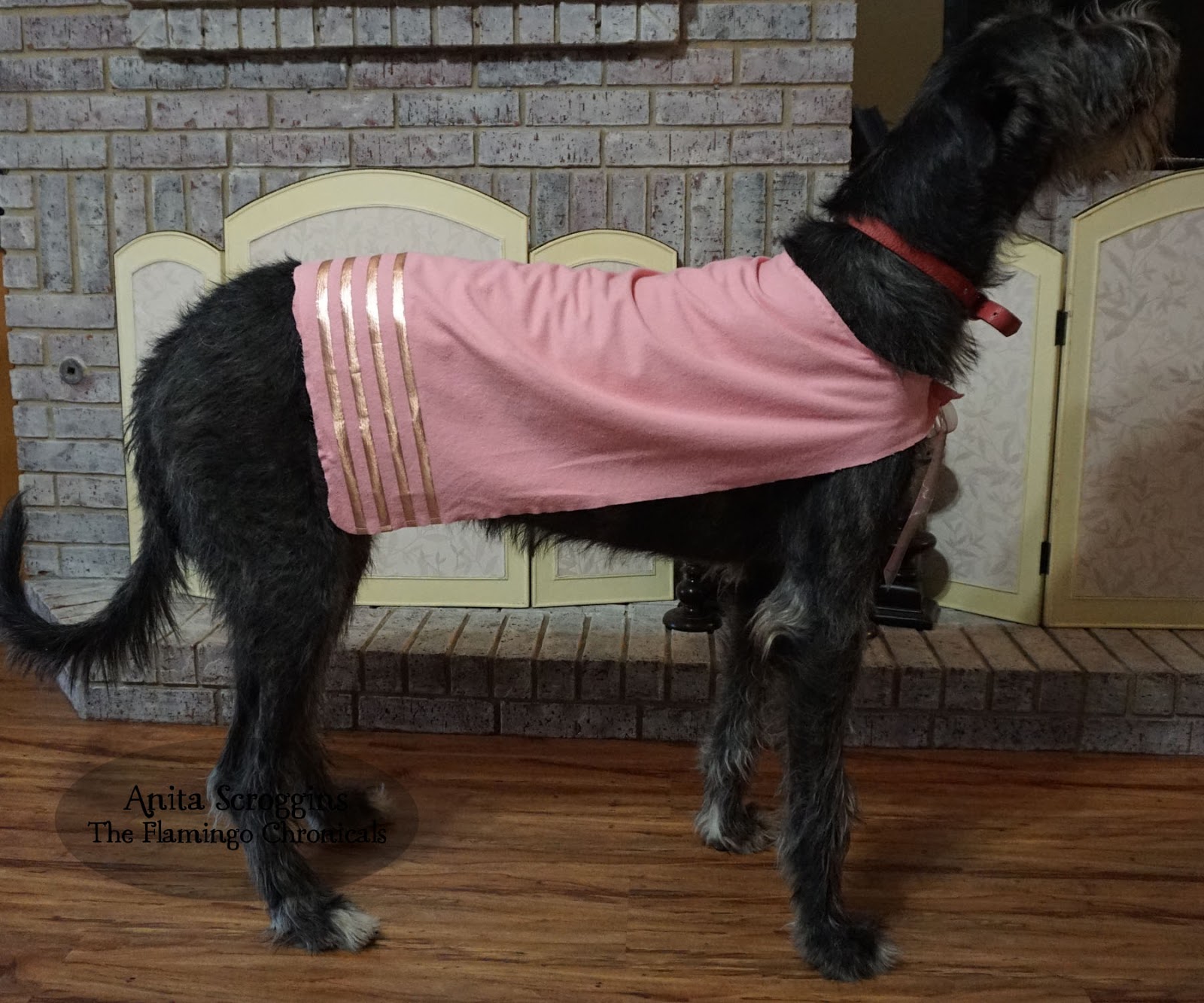 DIY Dog Cape using OlyFun Metallic by Fairfield The Flamingo