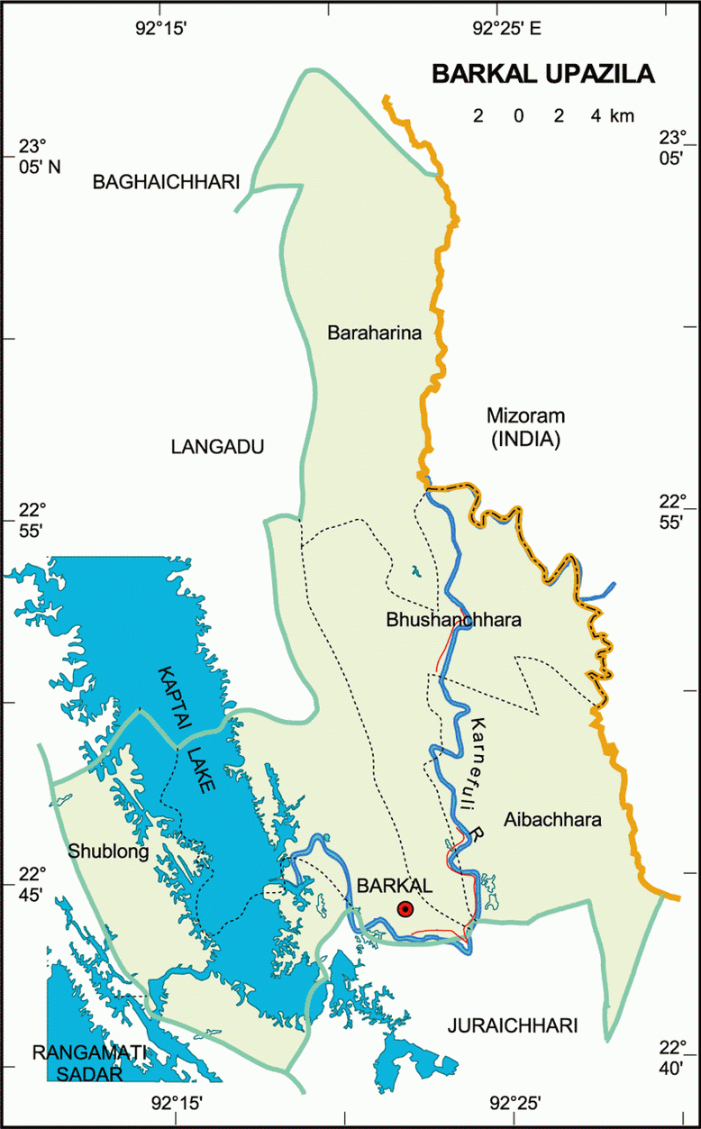 Barkal Upazila Map Rangamati District Bangladesh